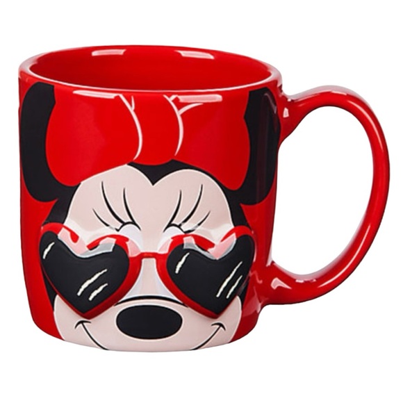 Disney Store Minnie Mouse XOXO Love Heart Glasses - Red 3D Cup 10oz Mug Coffee - Picture 2 of 6